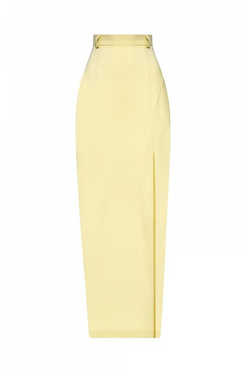 Юбка миди прямая с акцентным разрезом