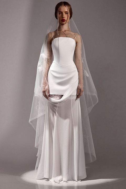 Платье макси с корсетным лифом и драпировкой