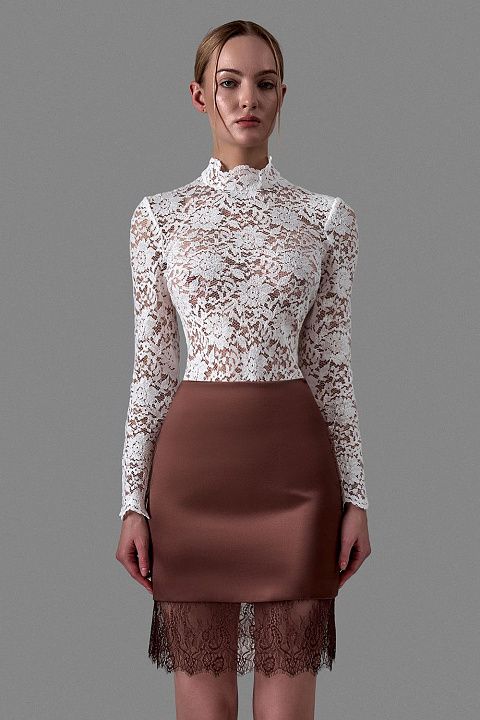 Юбка-комбинация с кружевной отделкой