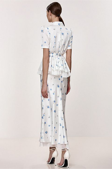 Блуза с баской и цветочным принтом