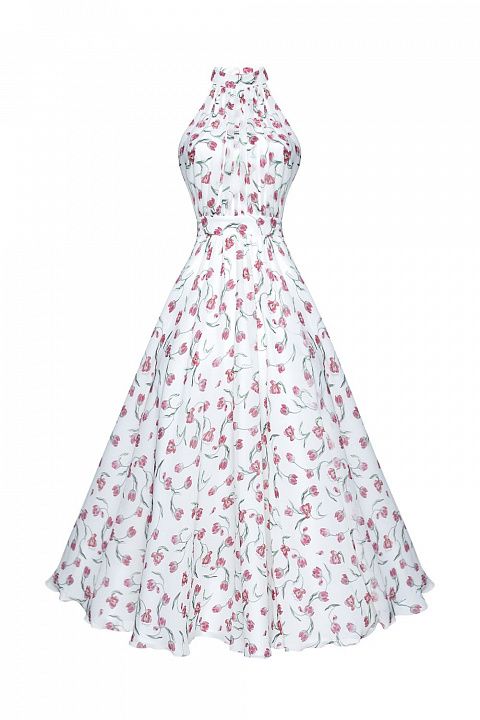 Платье миди с открытой спиной и эксклюзивным принтом