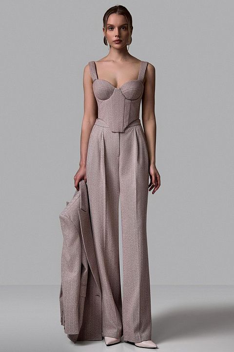 Брюки из ткани с узором «ёлочка»