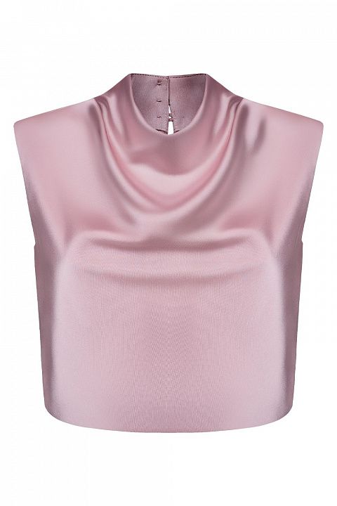 Атласный топ с драпировкой у горловины