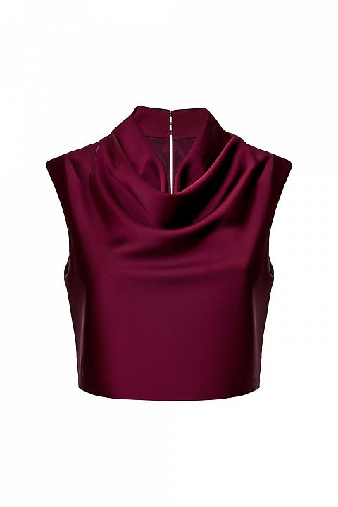 Атласный топ с драпировкой у горловины