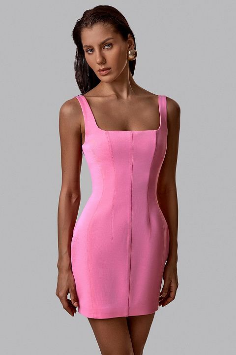 Платье-мини с корсетным силуэтом и квадратным вырезом