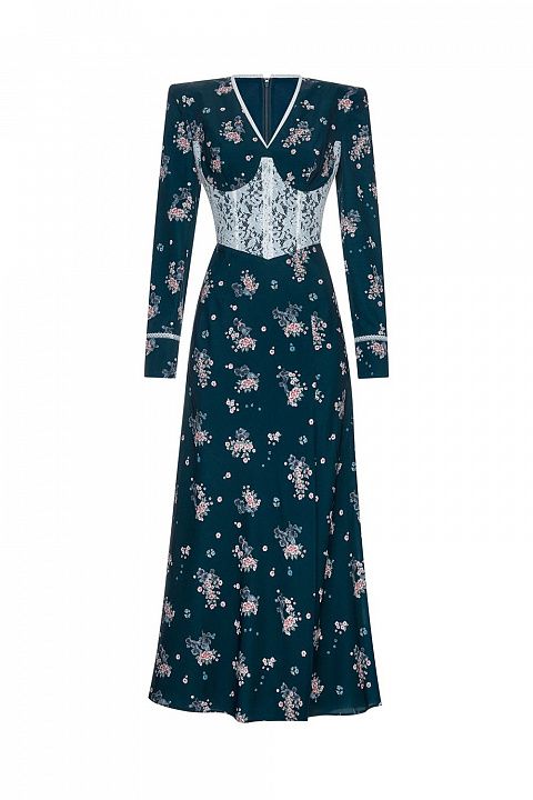 Миди-платье с кружевной отделкой