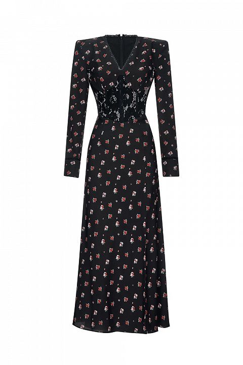 Миди-платье с кружевной отделкой