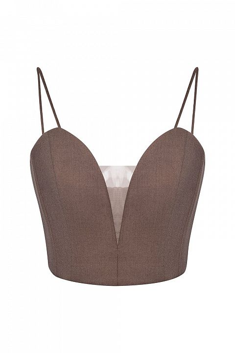 Корсет с глубоким вырезом и тонкими бретелями