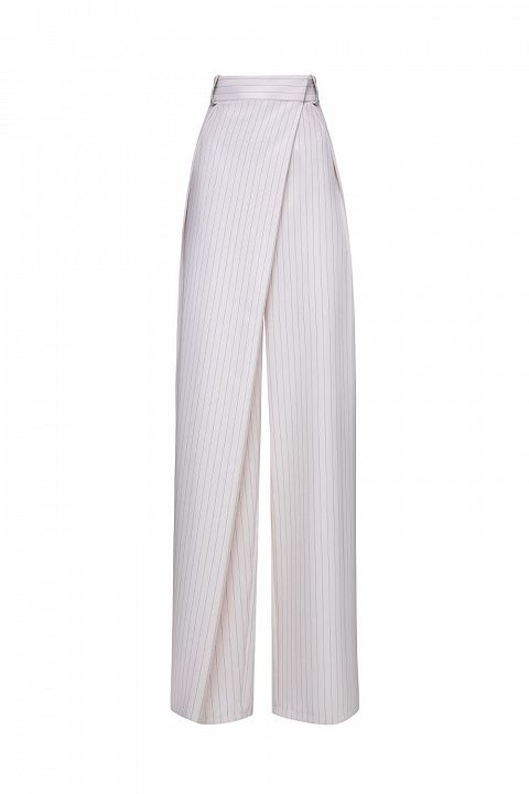 Брюки в полоску с запахом