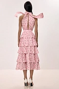 Платье миди с ярусной юбкой и эксклюзивным принтом