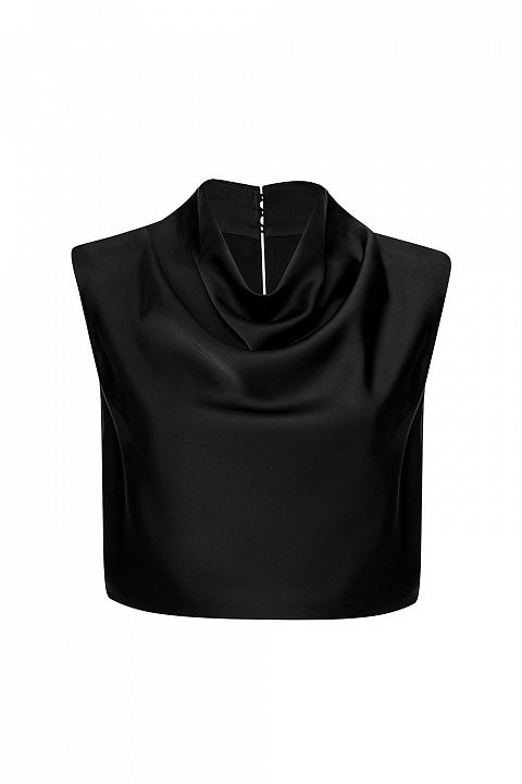 Атласный топ с драпировкой у горловины