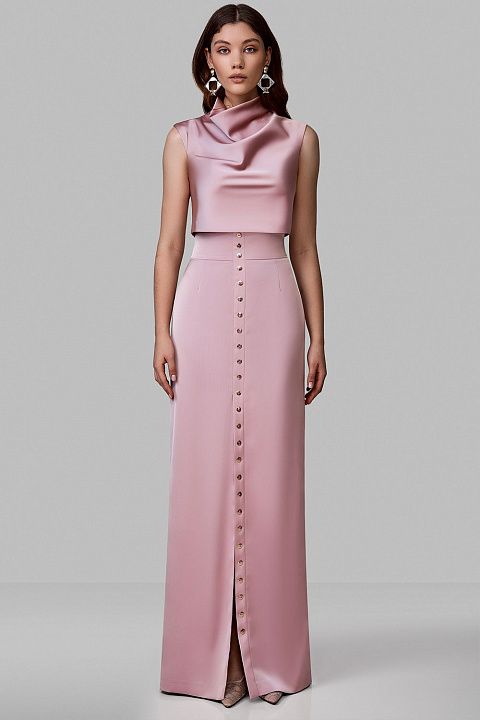 Атласный топ с драпировкой у горловины