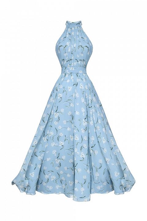 Платье миди с открытой спиной и эксклюзивным принтом