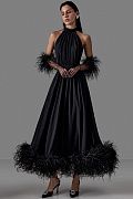 Платье-халтер с перьями