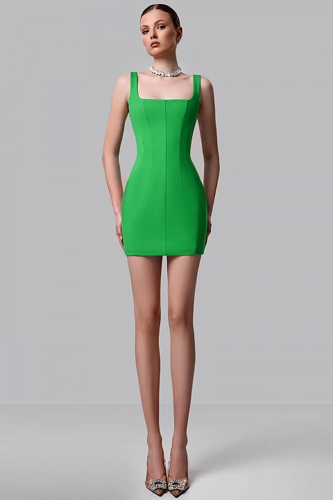 Платье-мини с корсетным силуэтом и квадратным вырезом