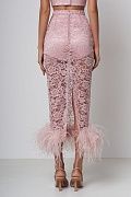 Lace skirt with feathers