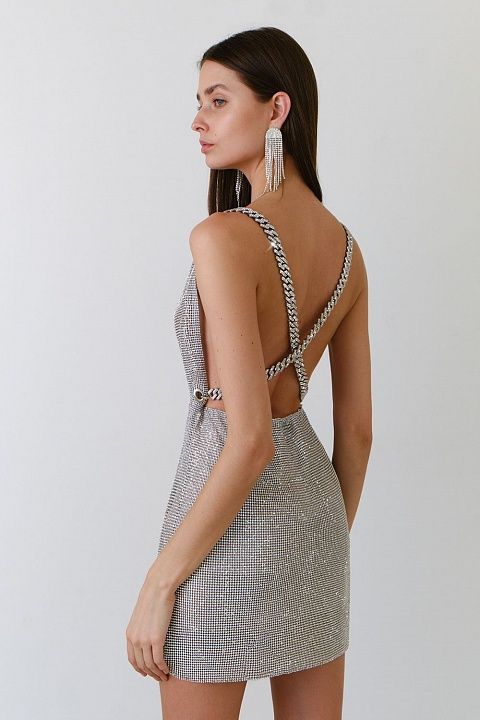 Party dress with metal chain