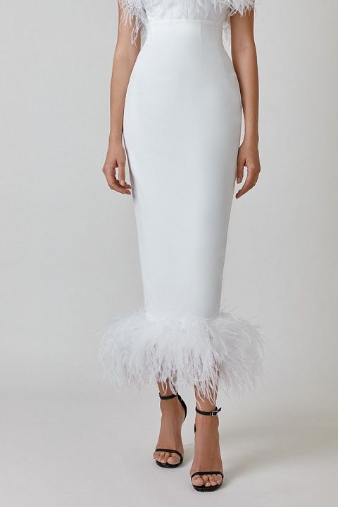 Feather pencil skirt