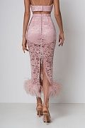 Lace skirt with feathers